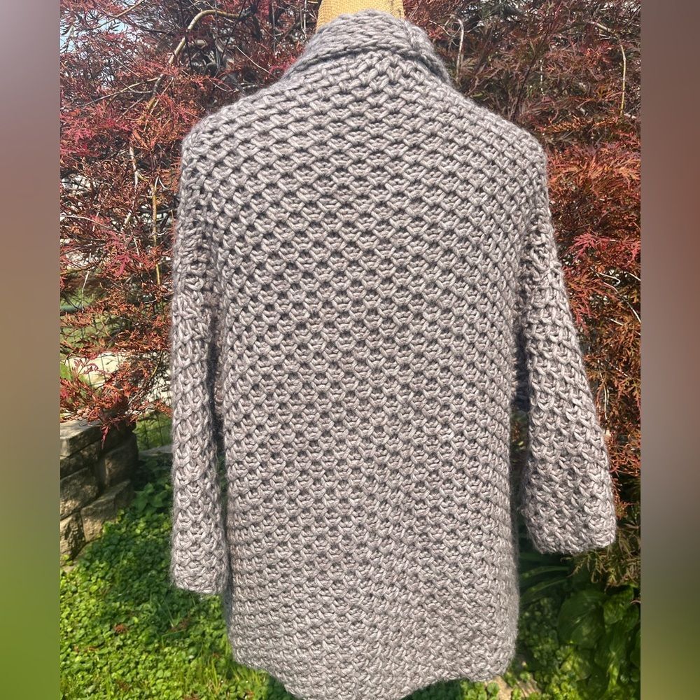 Elsamanda Oversized Italian Wool Alpaca Knit Cardigan Sweater Brown Size Small - Picture 6 of 11